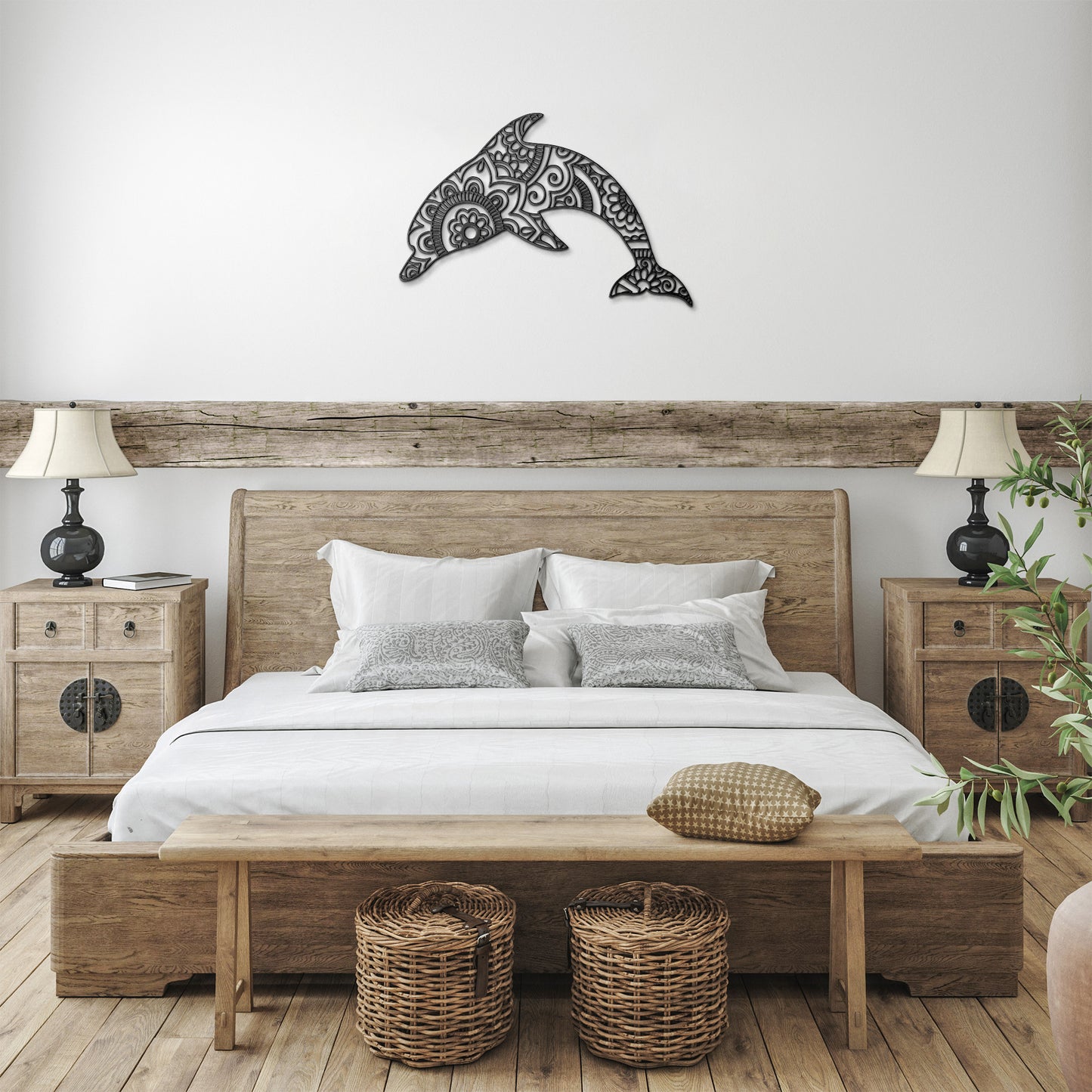 Boho Dolphin Mandala Metal Wall Art