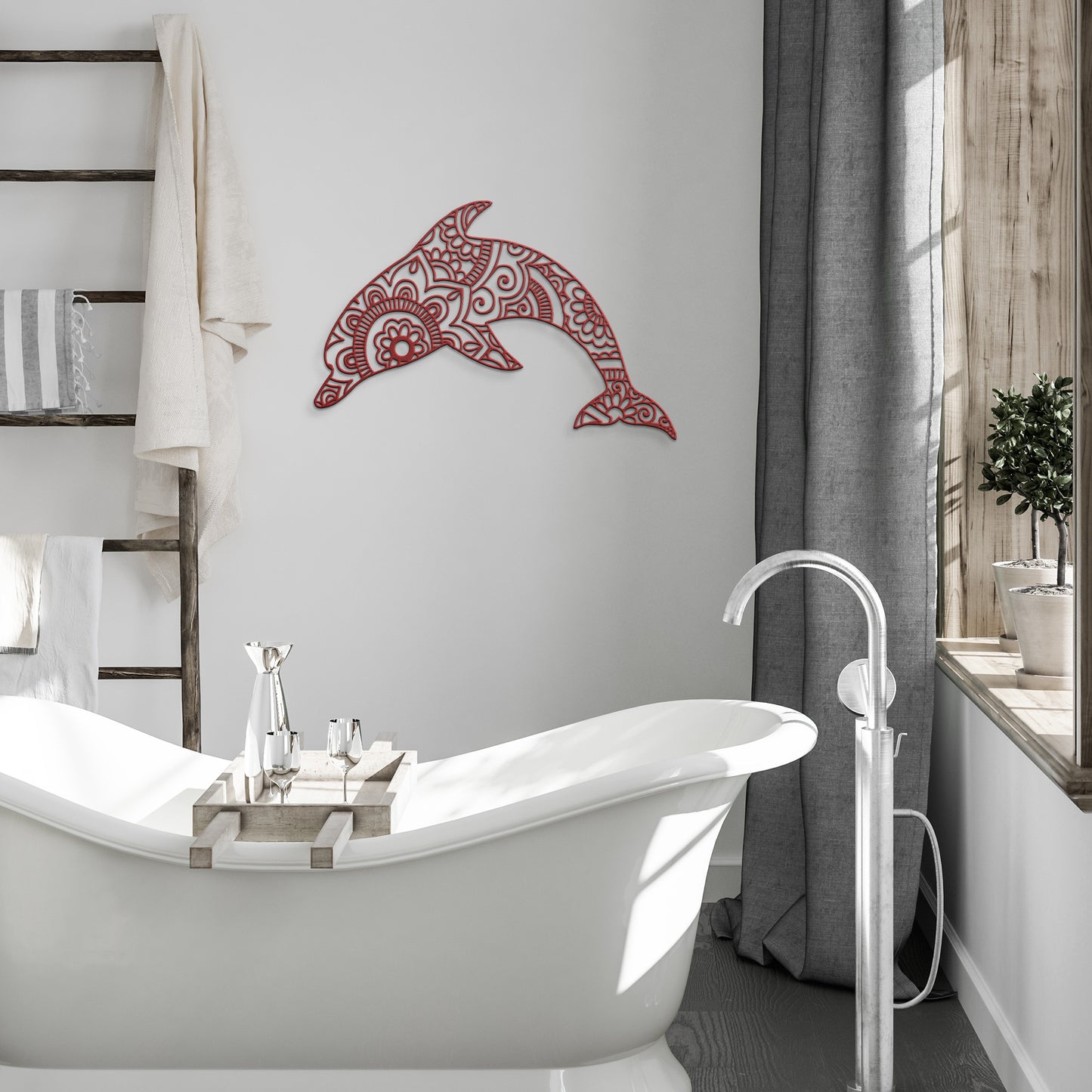 Boho Dolphin Mandala Metal Wall Art