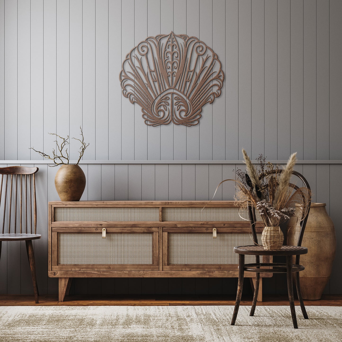 Boho Seashell Metal Wall Art