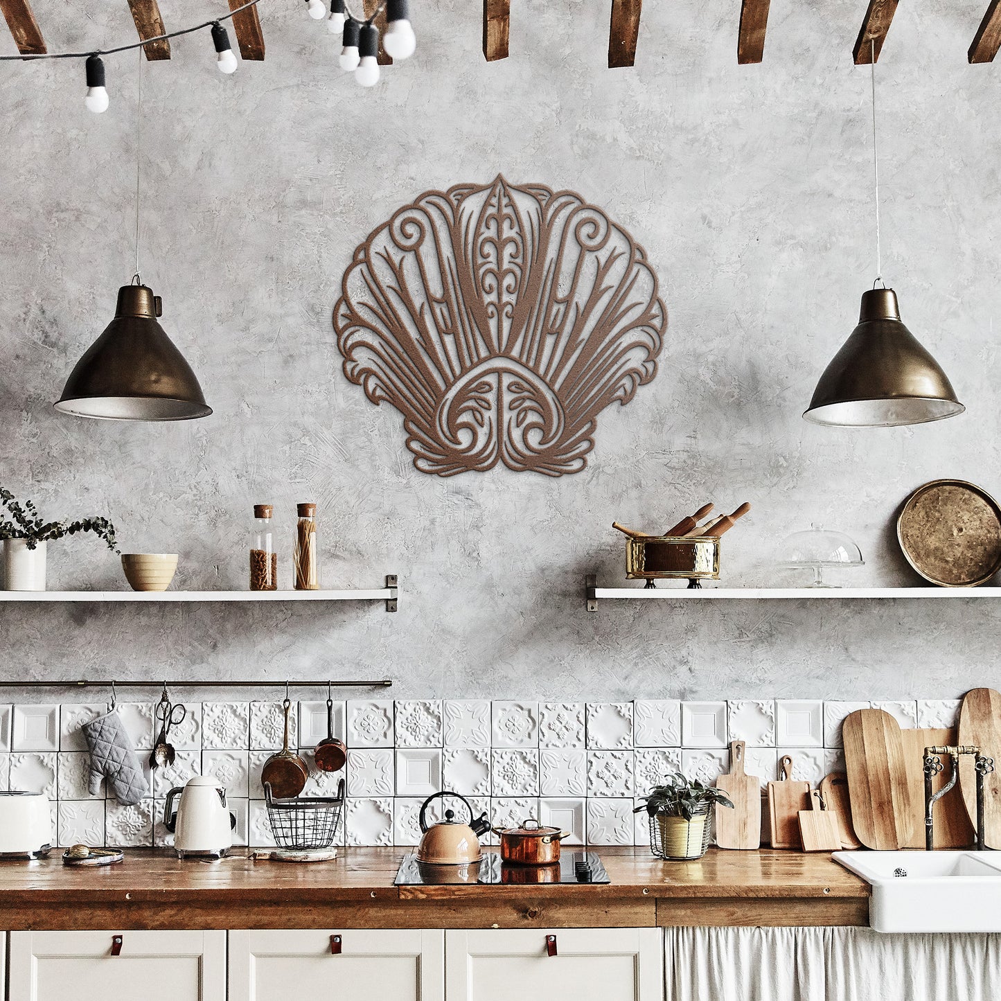Boho Seashell Metal Wall Art