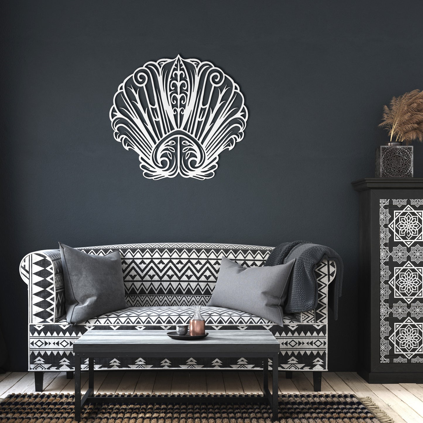 Boho Seashell Metal Wall Art