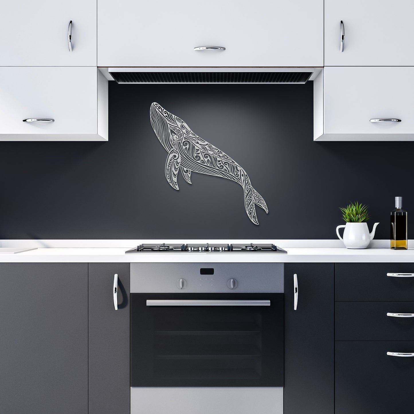 Boho Whale Mandala Metal Wall Art