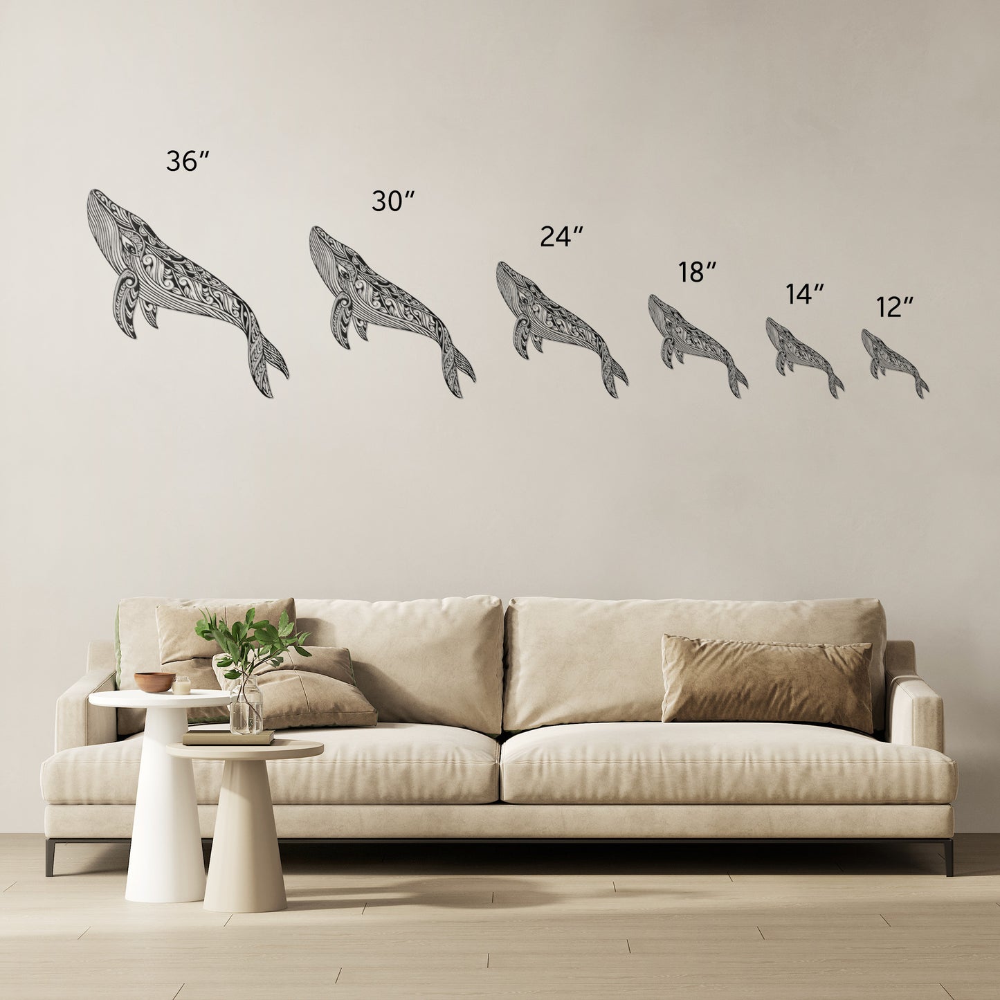 Boho Whale Mandala Metal Wall Art