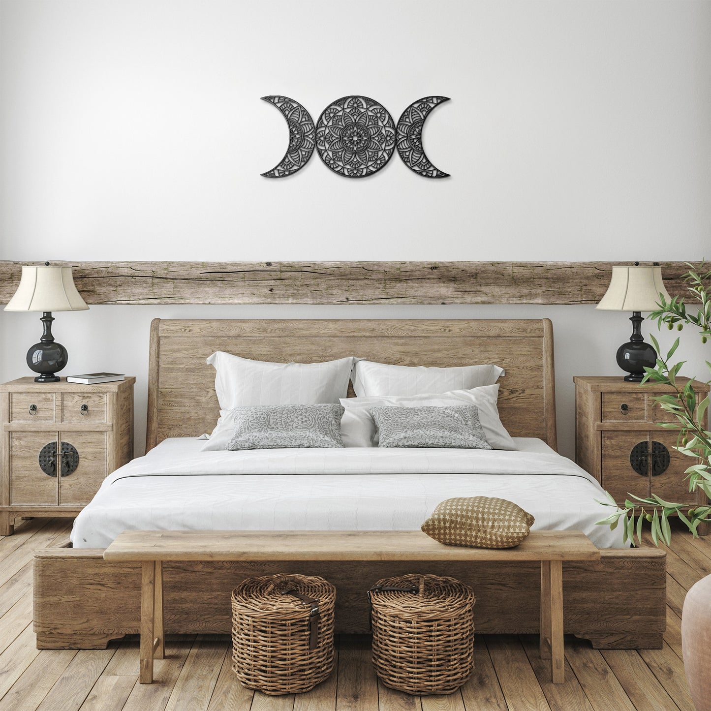 Double Moon Mandala Metal Wall Art