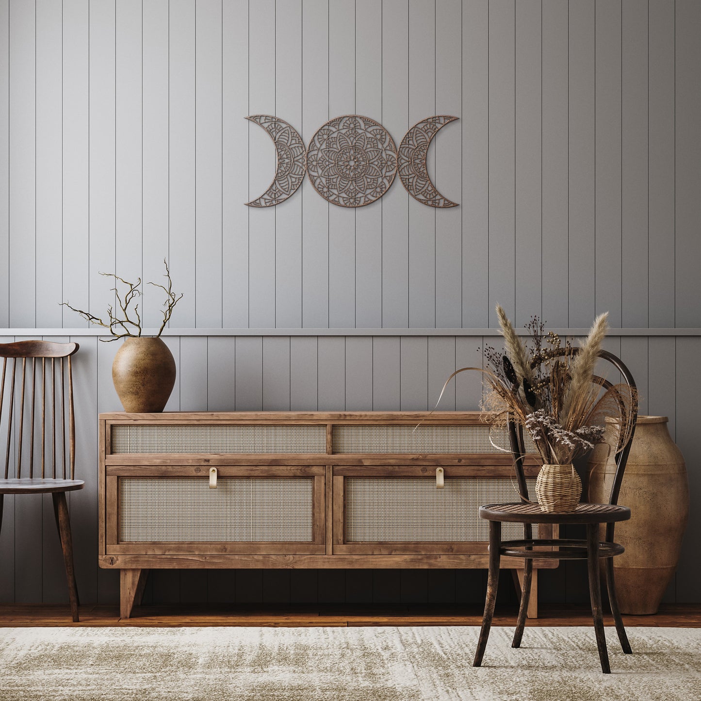 Double Moon Mandala Metal Wall Art