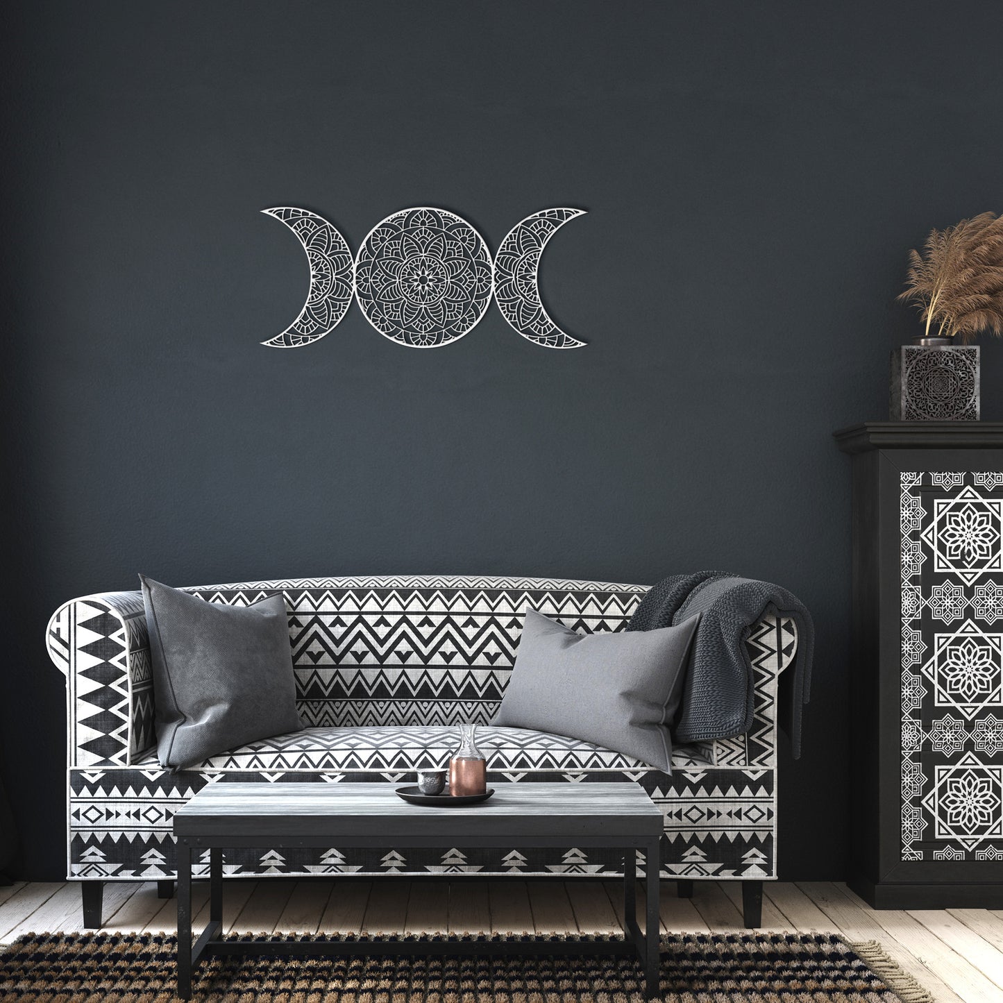 Double Moon Mandala Metal Wall Art