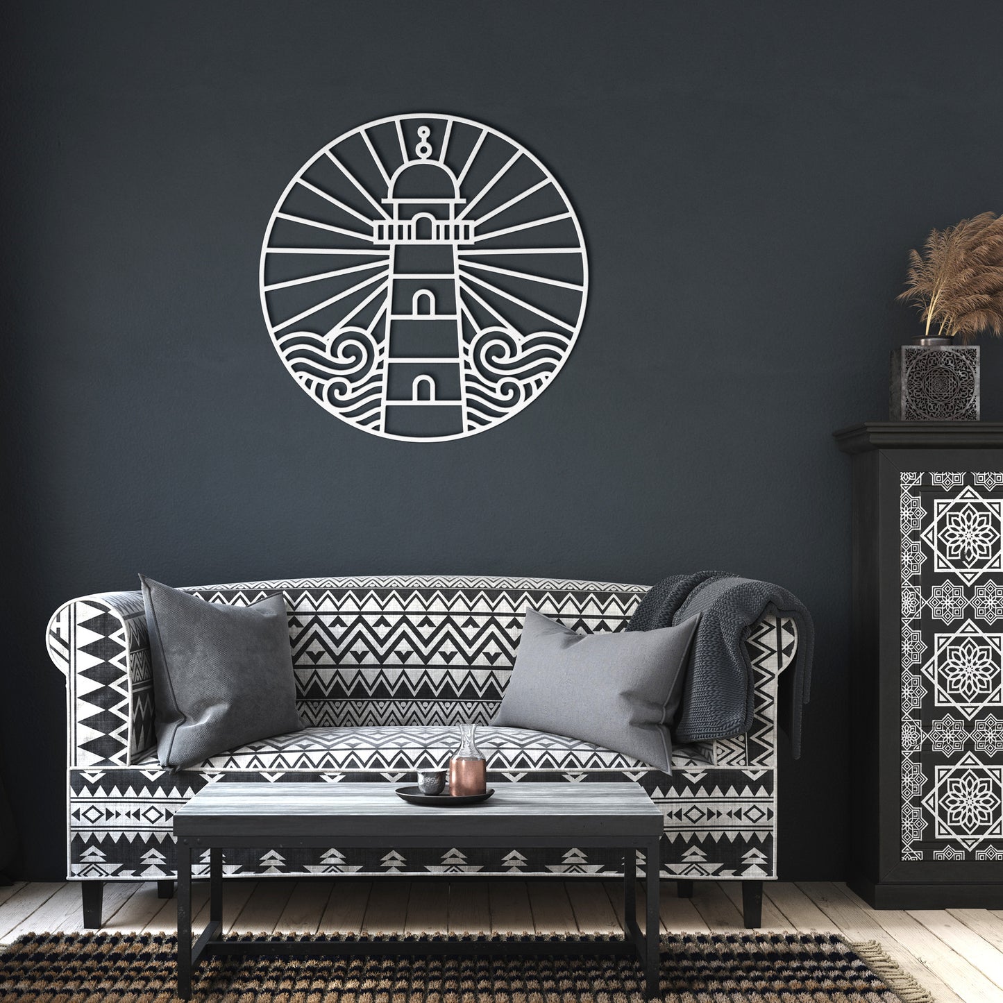 Friendly Lighthouse Metal Wall Art