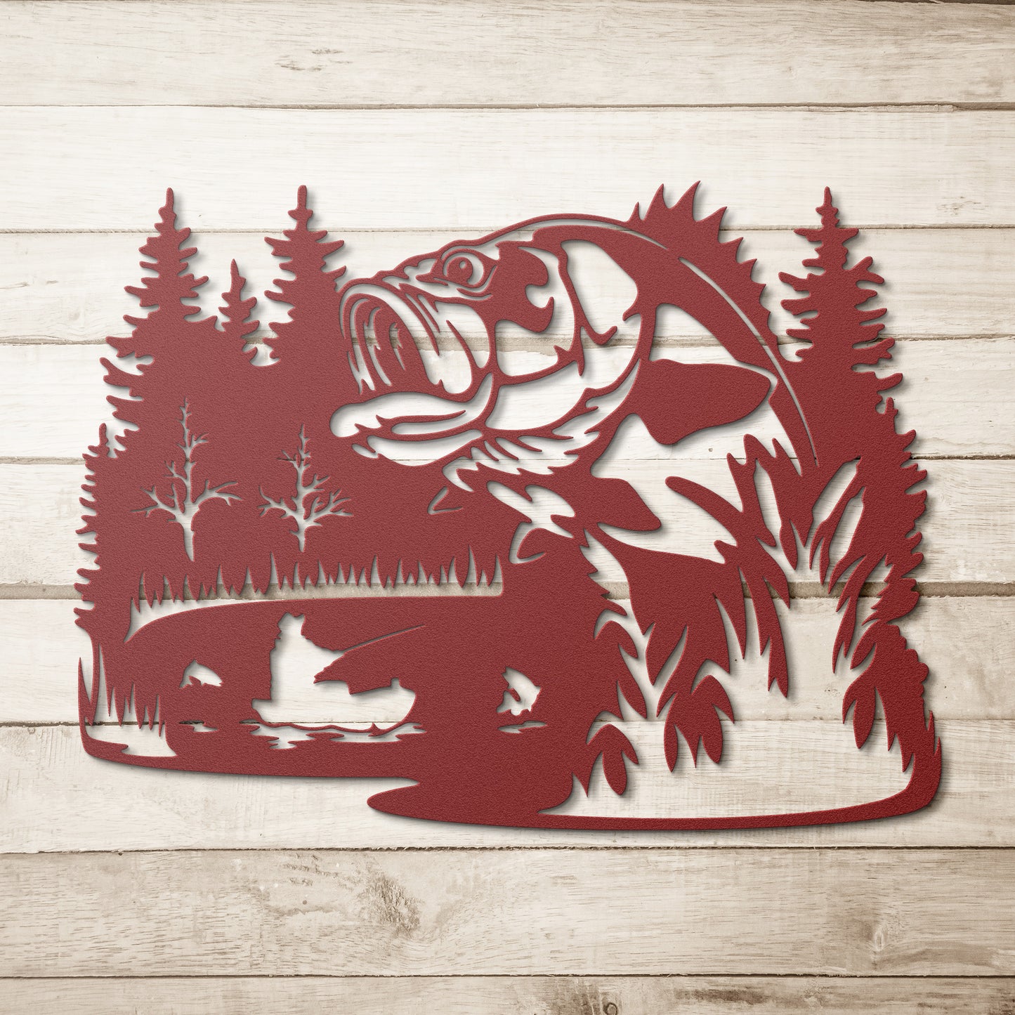 Lake Fishing Scene Metal Wall Art
