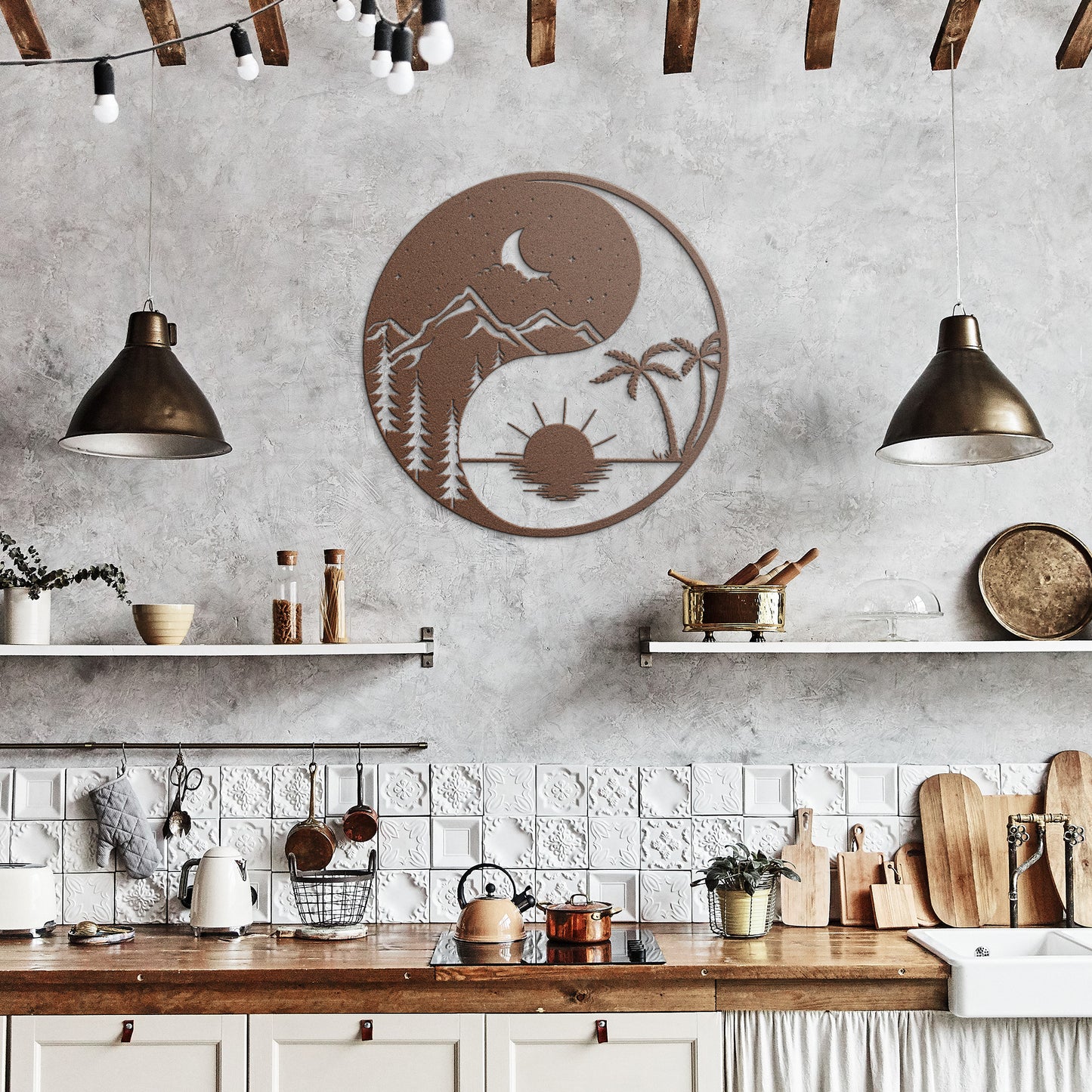 Mountains & Beach Metal Wall Art