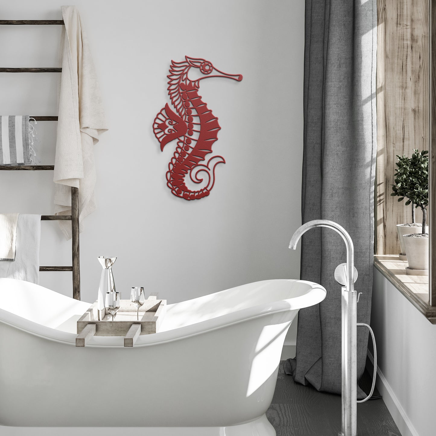 Boho Seahorse Metal Wall Art