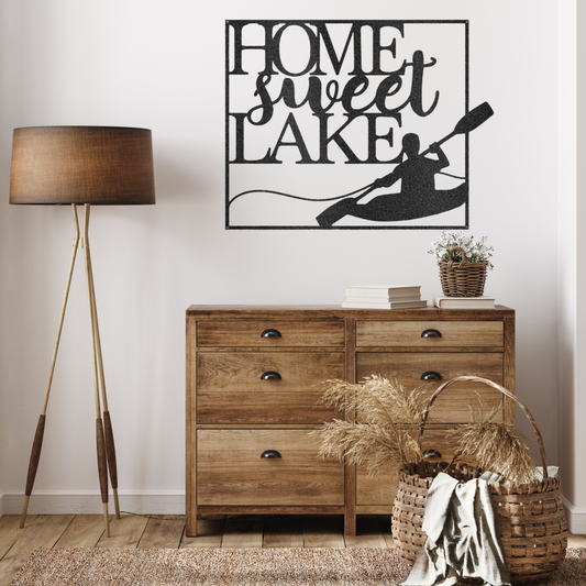 Home Sweet Lake Kayaking Metal Wall Art