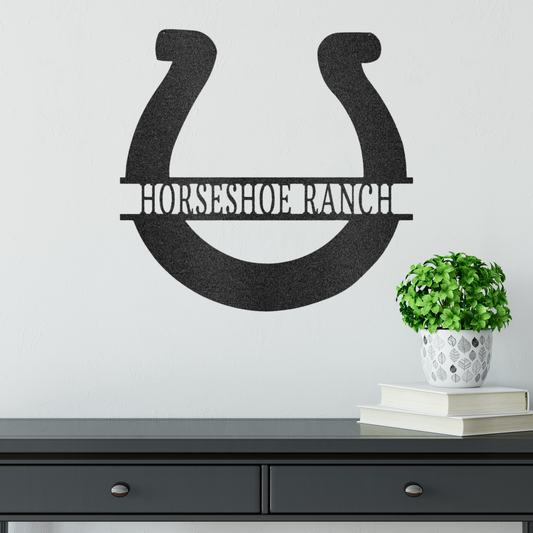 Horseshoe Name Monogram Metal Wall Art