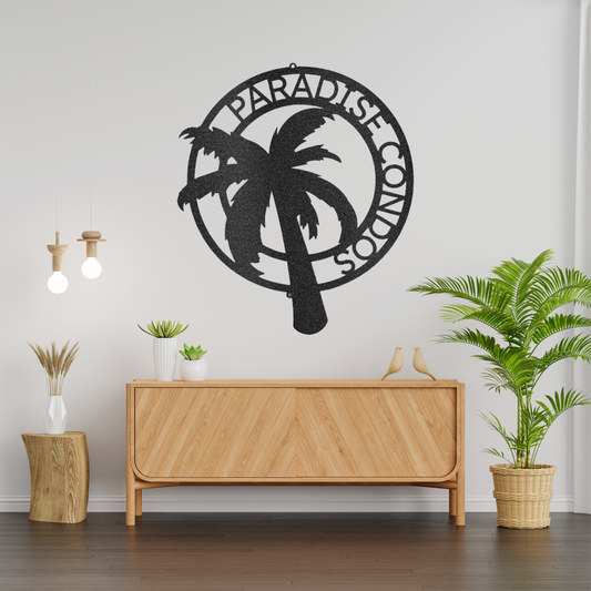 Palm Tree Monogram Metal Wall Art