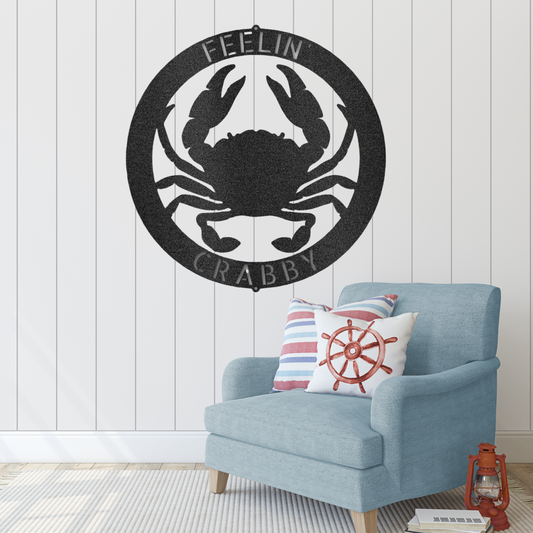 Crab Ring Monogram Metal Wall Art