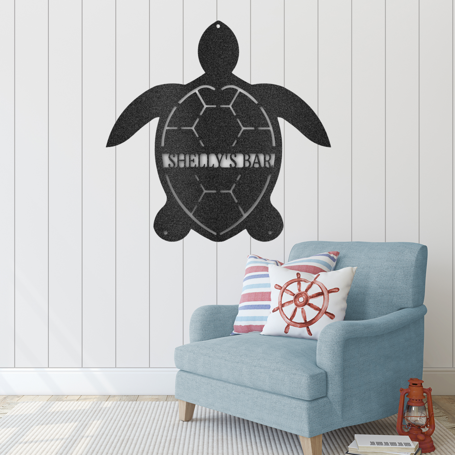 Turtle Monogram Metal Wall Art