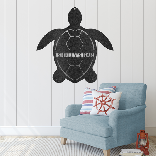 Turtle Monogram Metal Wall Art