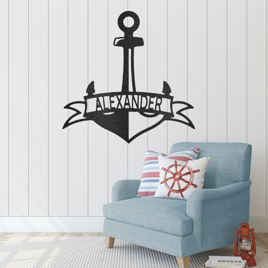 Fancy Anchor Monogram Metal Wall Art