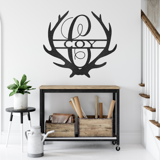 Antler Monogram Metal Wall Art