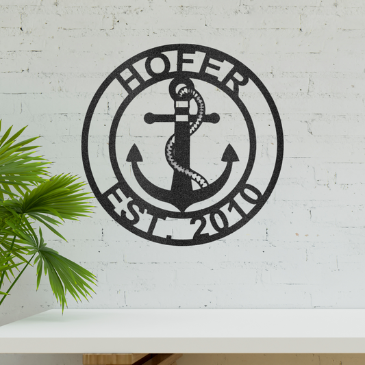 Anchor Monogram Metal Wall Art