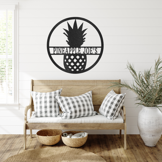 Pineapple Monogram Metal Wall Art