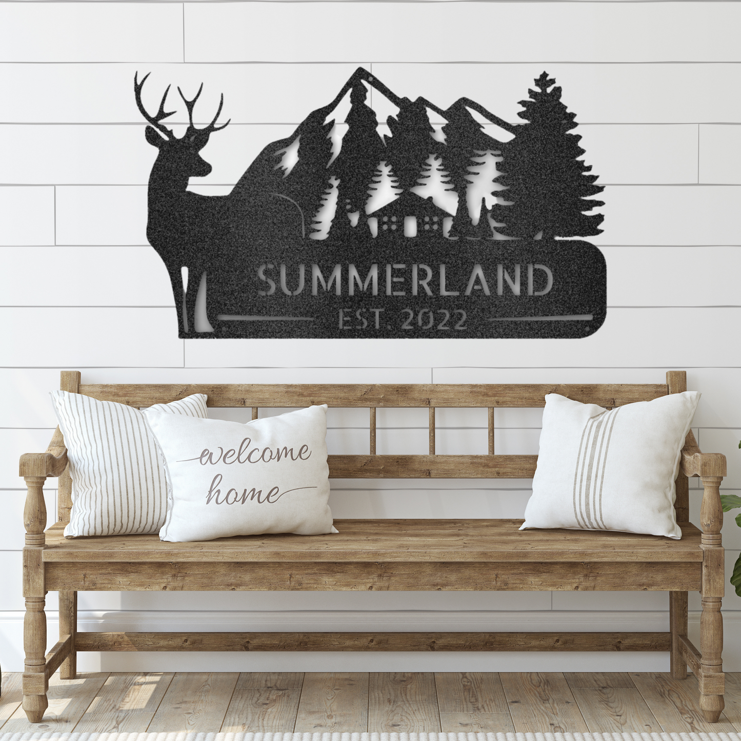 Mountain Cabin Monogram Metal Wall Art