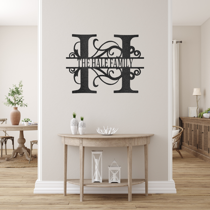 Fancy Split Letter Monogram Metal Wall Art