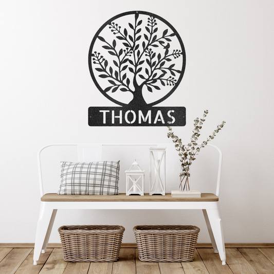 Simple Tree Monogram Metal Wall Art