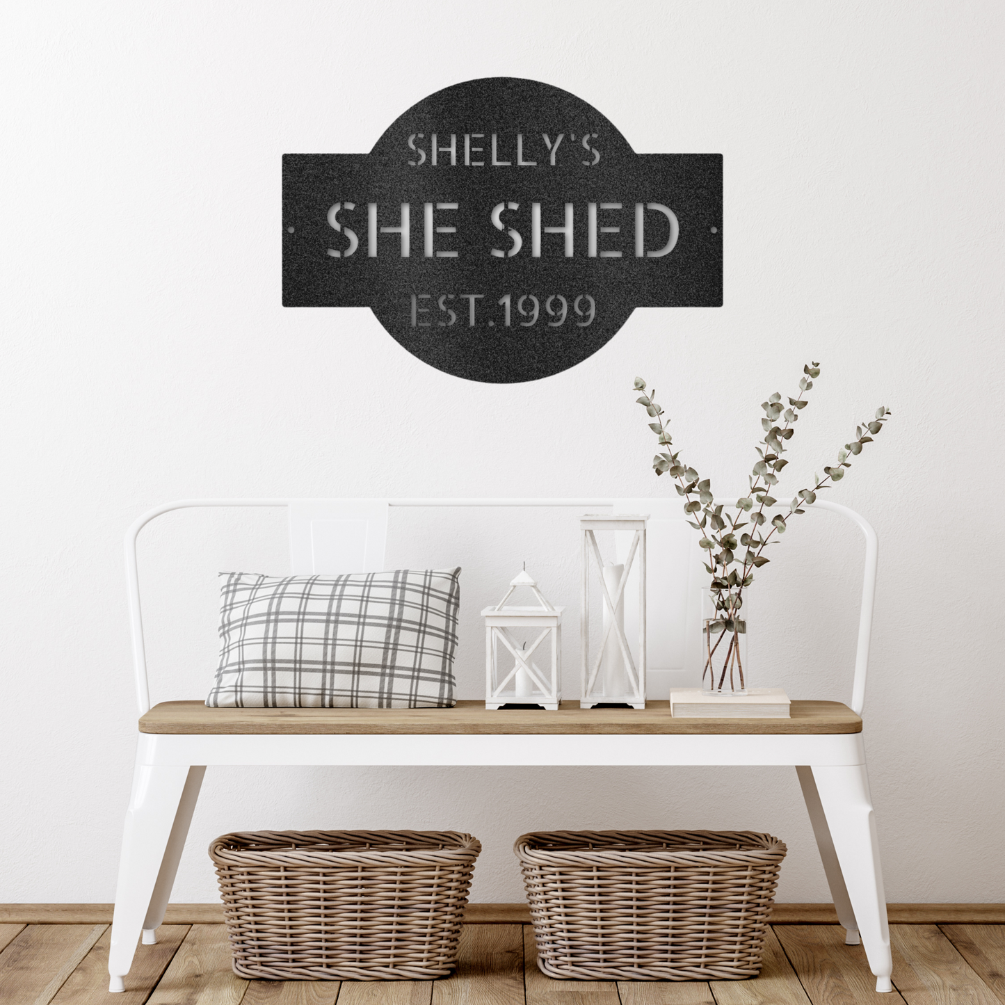 Custom "She Shed" Monogram Metal Wall Art