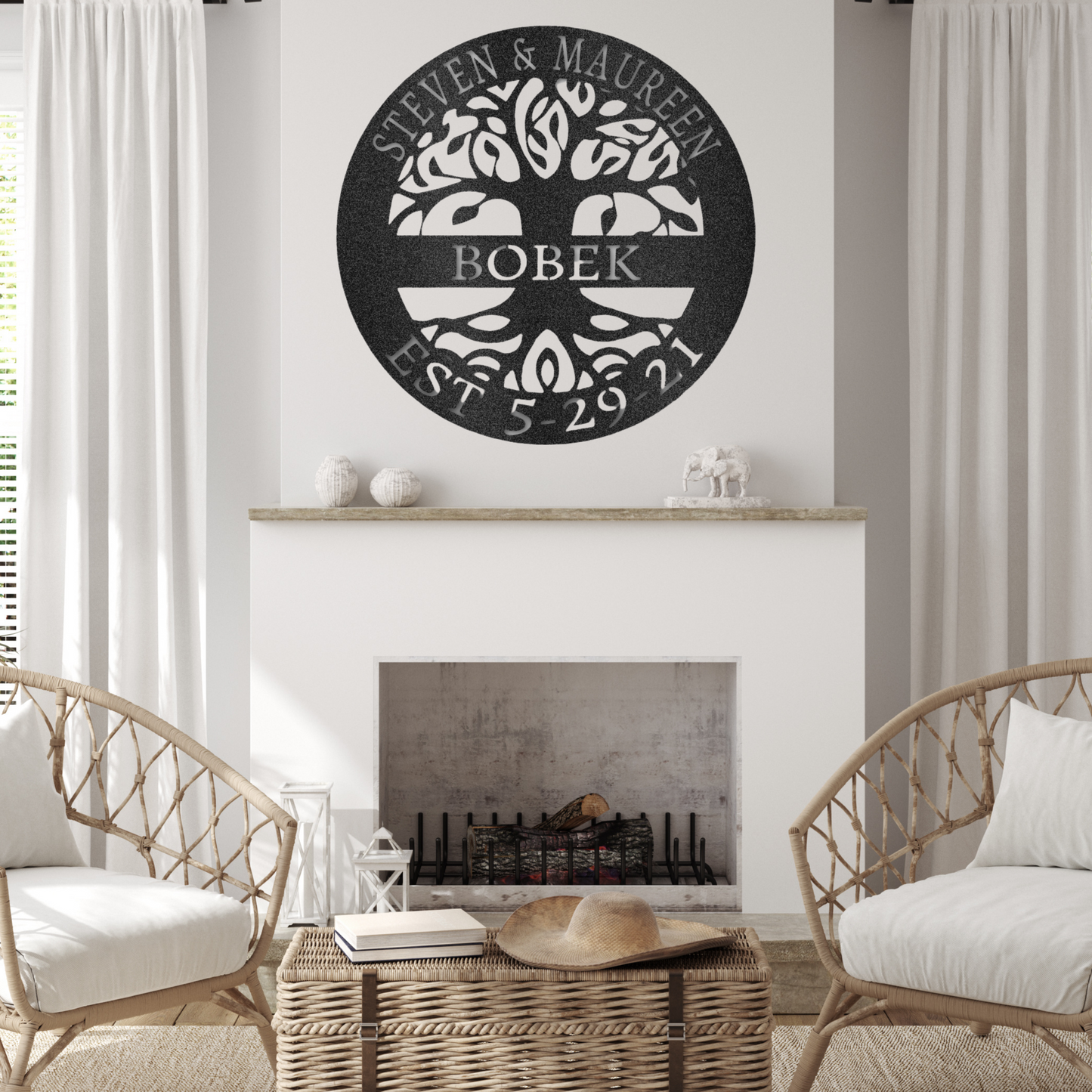 Elaborate Tree Of Life Monogram Metal Wall Art