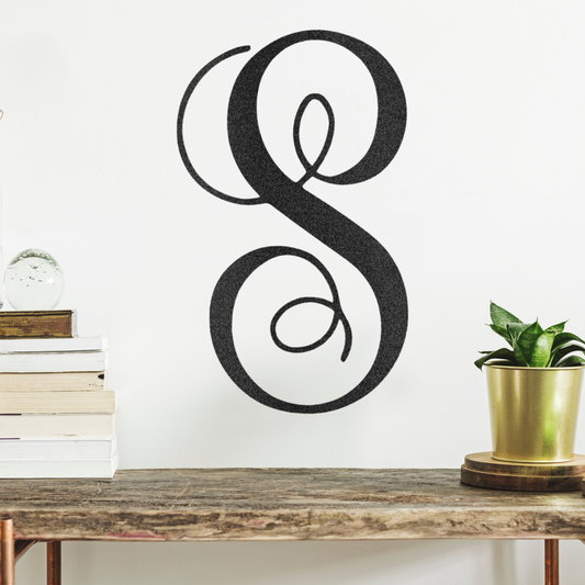 Fancy Initial Monogram Metal Wall Art