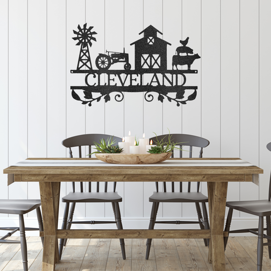 Farm Scene Monogram Metal Wall Art