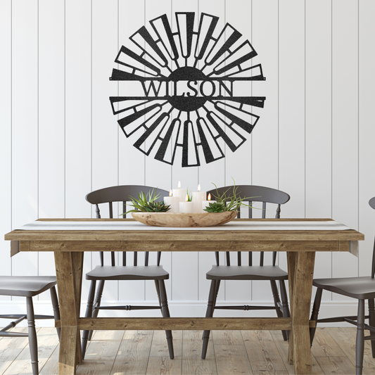 Fancy Windmill Monogram Metal Wall Art