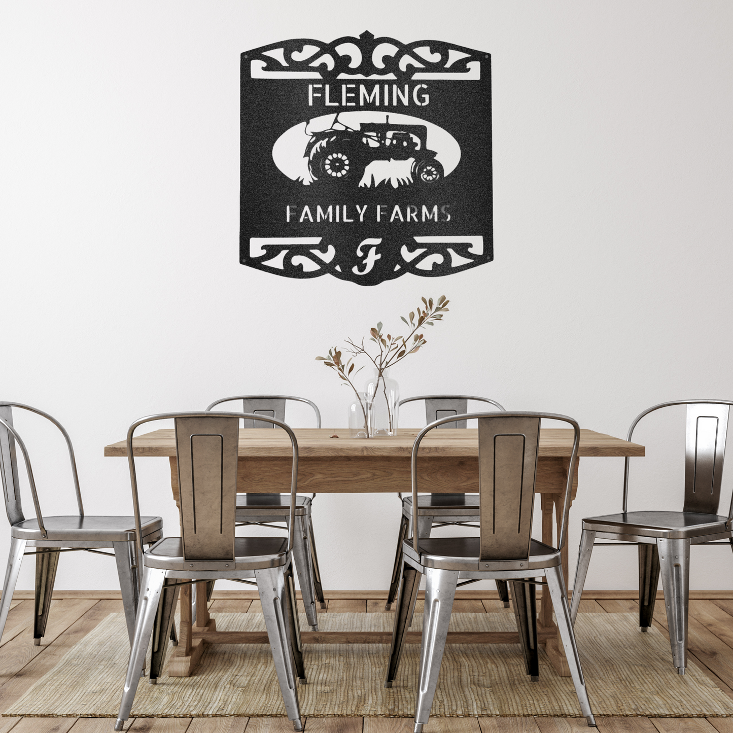 Classic Tractor Monogram Metal Wall Art