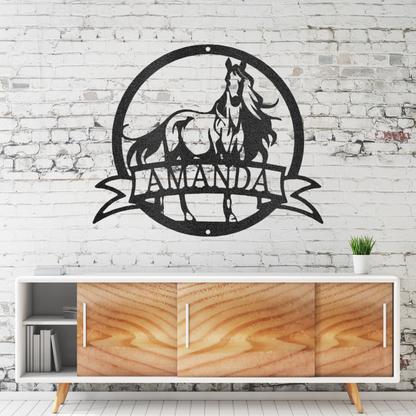 Majestic Horse Monogram Metal Wall Art