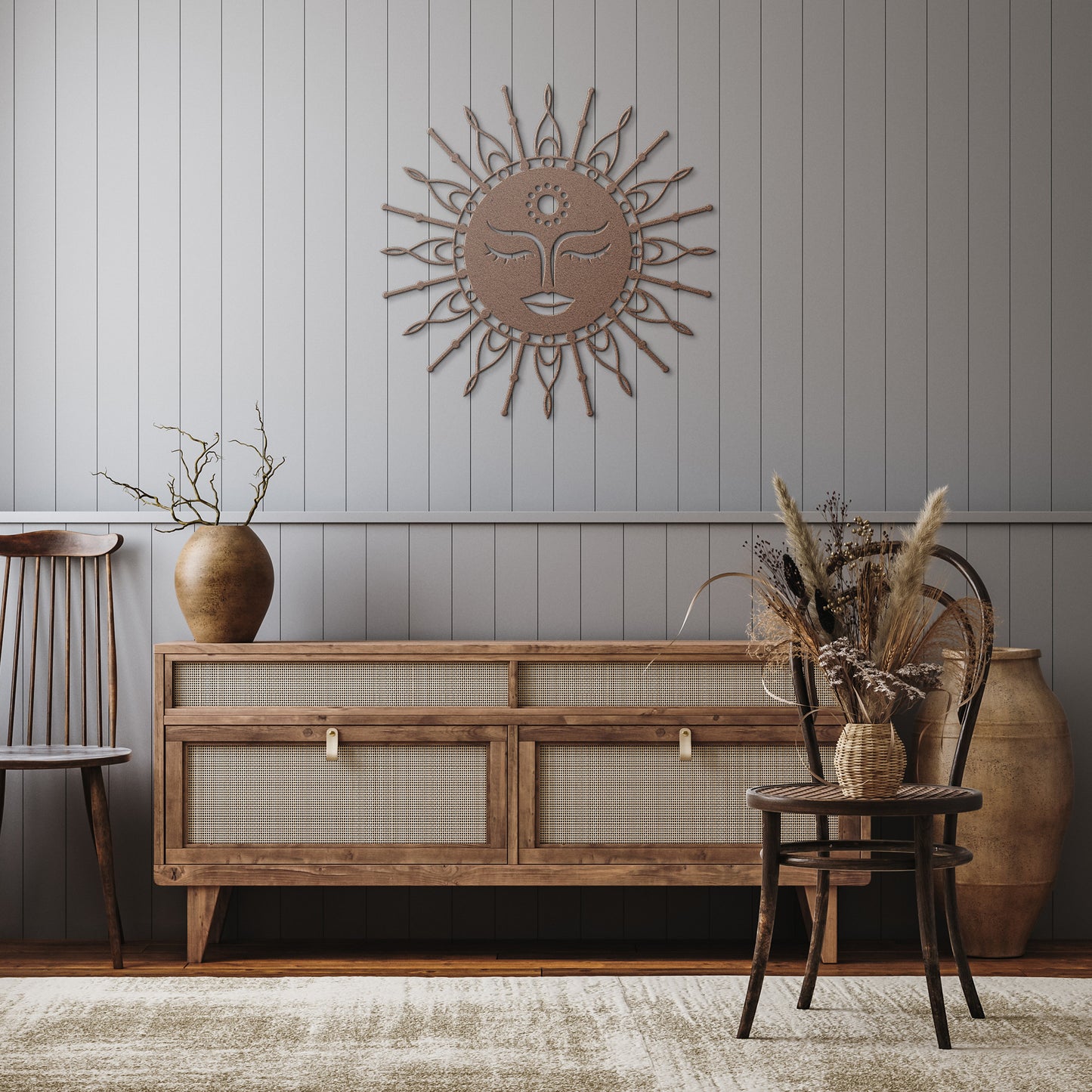 Boho Lady Sun Metal Wall Art
