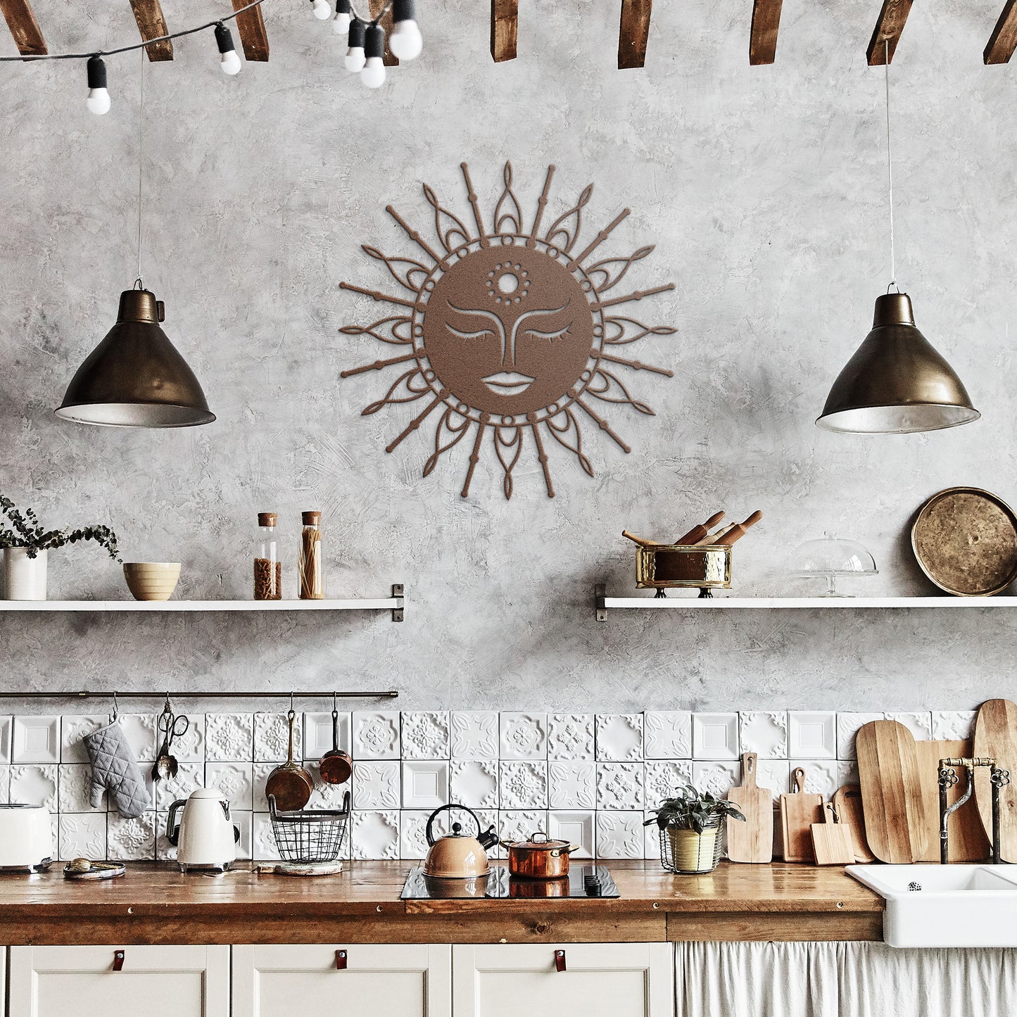 Boho Lady Sun Metal Wall Art