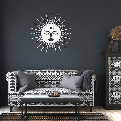 Boho Lady Sun Metal Wall Art