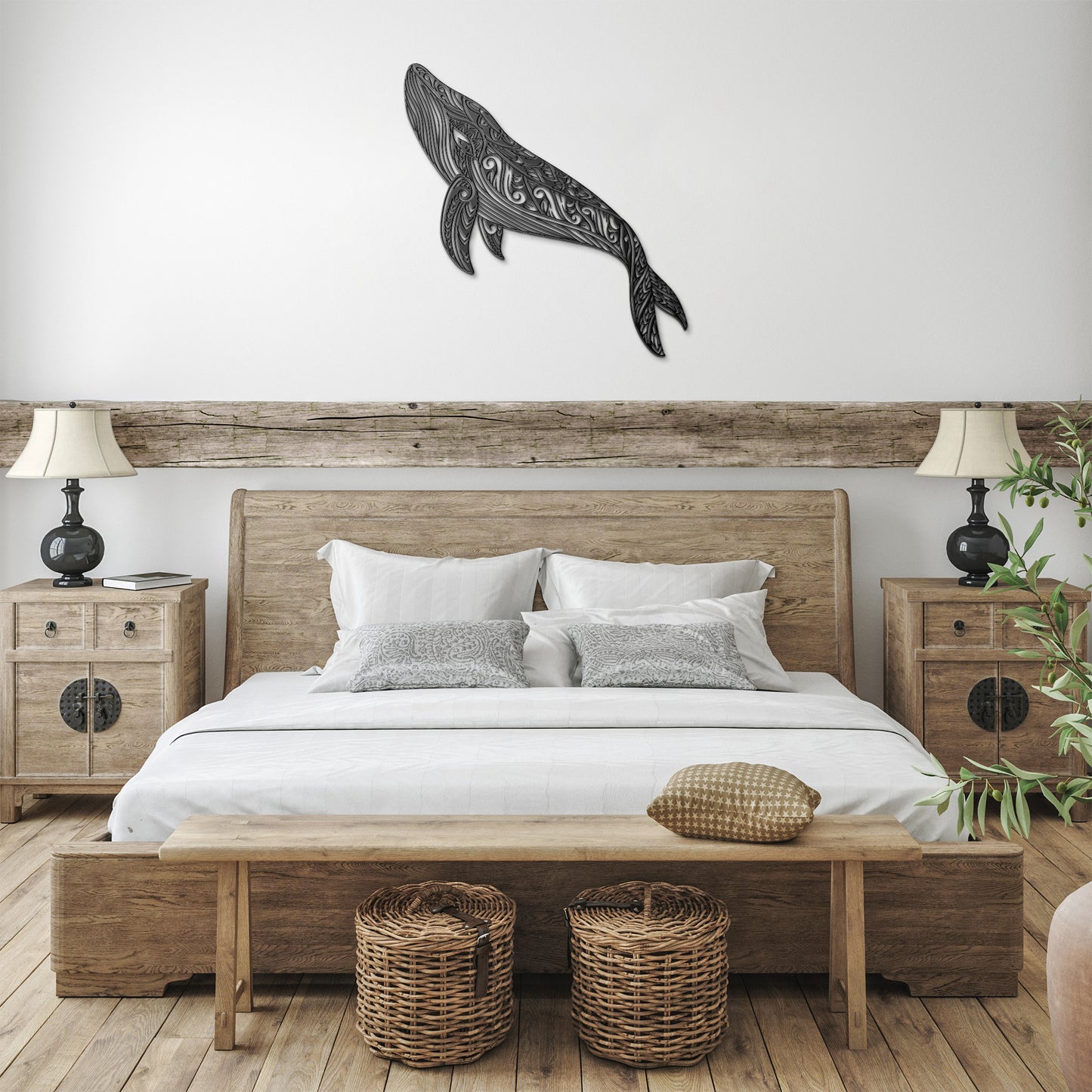 Boho Whale Mandala Metal Wall Art
