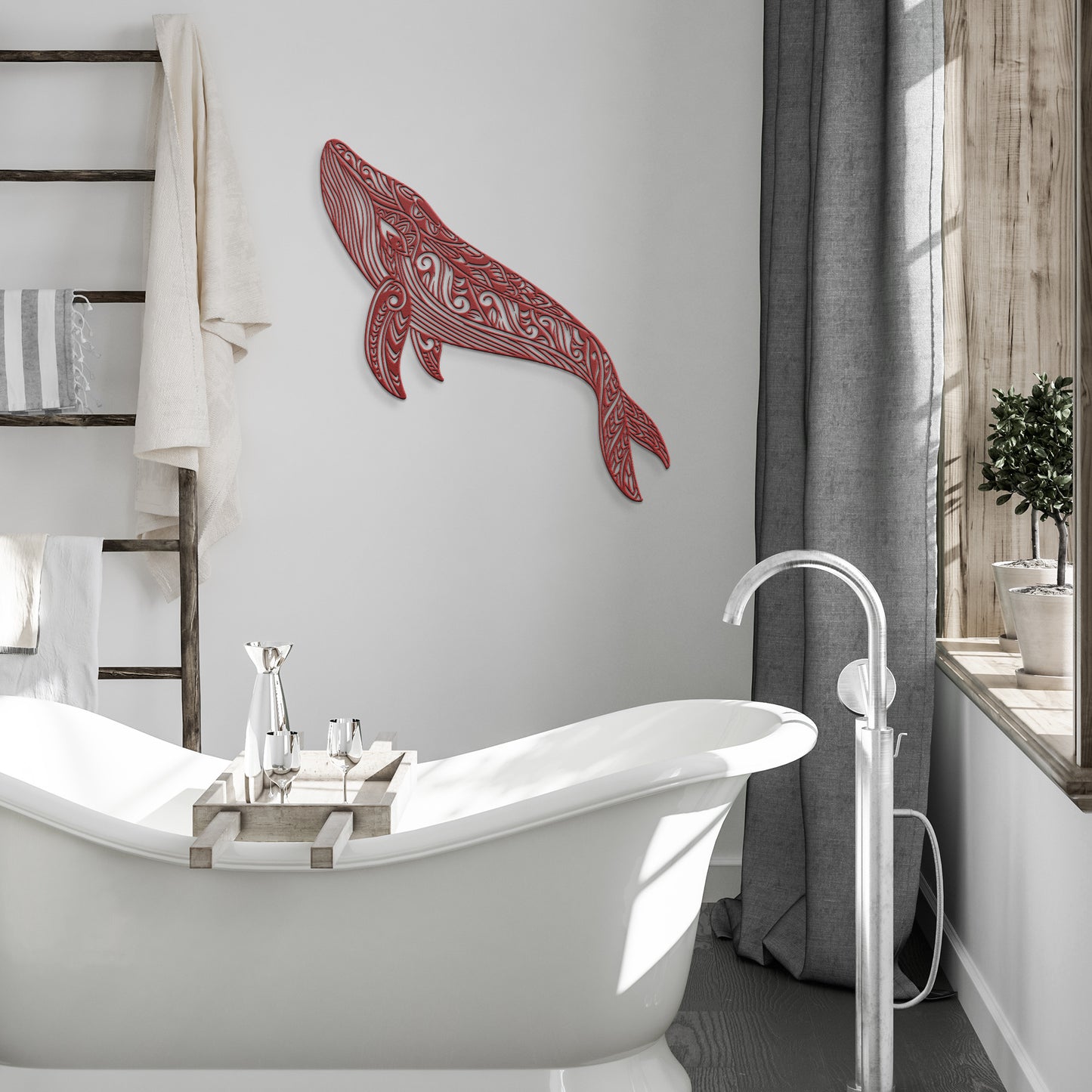 Boho Whale Mandala Metal Wall Art