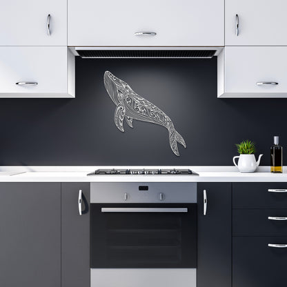 Boho Whale Mandala Metal Wall Art