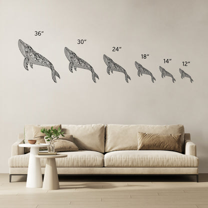 Boho Whale Mandala Metal Wall Art