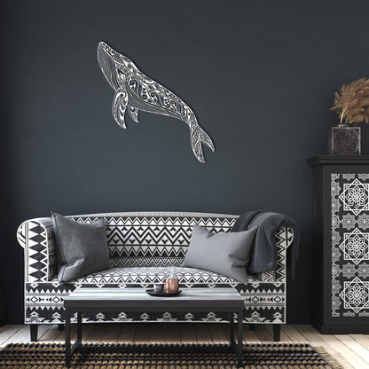 Boho Whale Mandala Metal Wall Art