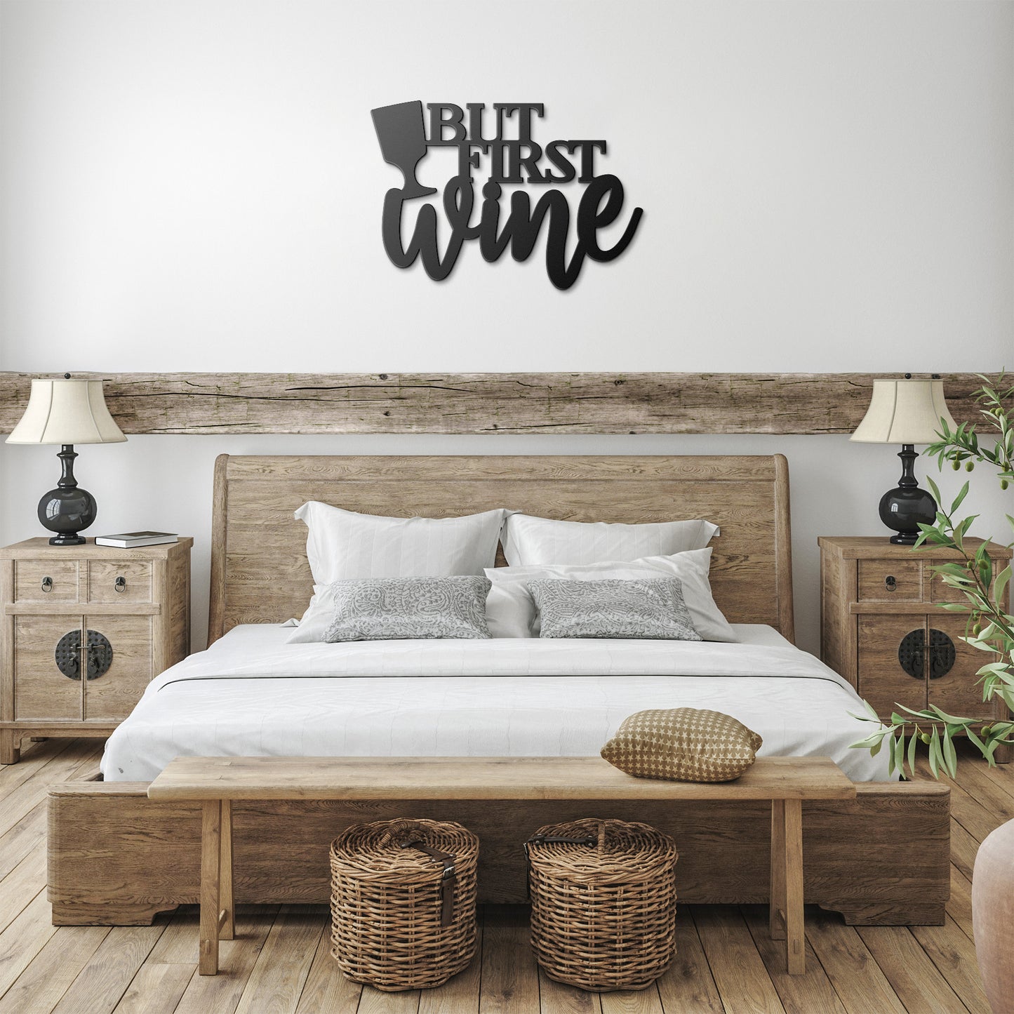 "But First Wine" Decorative Metal Wall Art