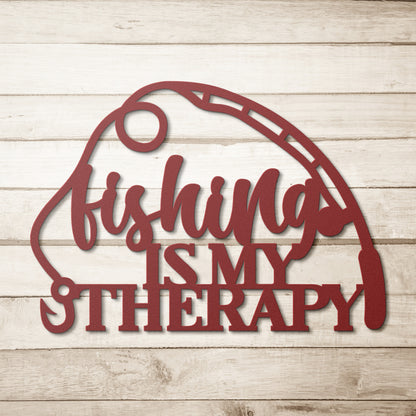 "Fishing Is My Therapy" Metal Wall Art