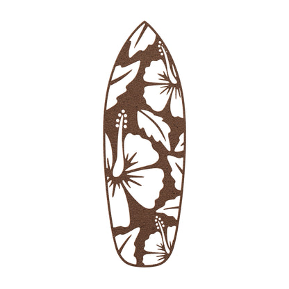 Hibiscus Tropical Surfboard Metal Wall Art