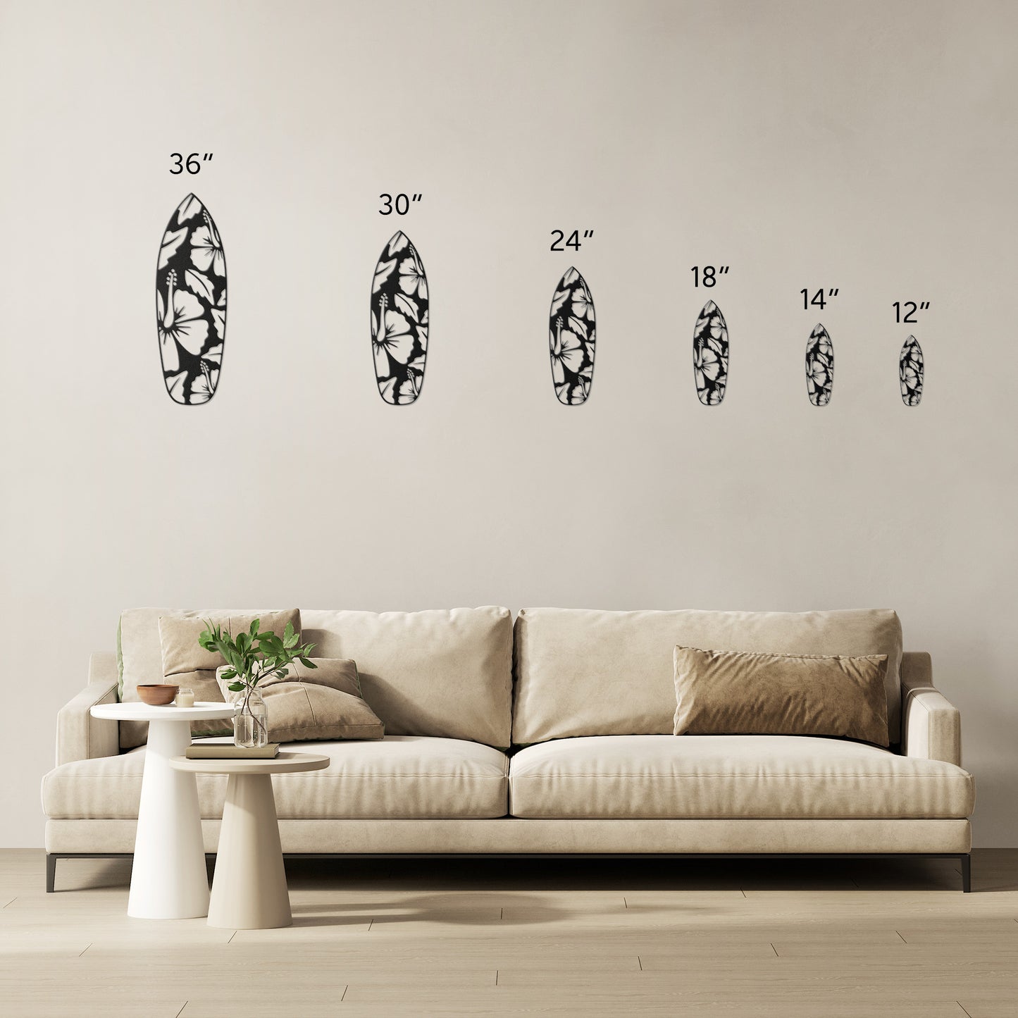 Hibiscus Tropical Surfboard Metal Wall Art