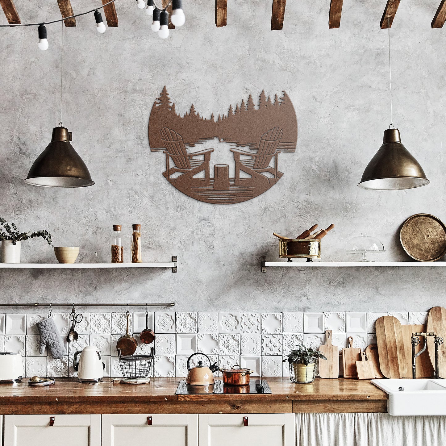 Lake & Mountain Scene Metal Wall Art