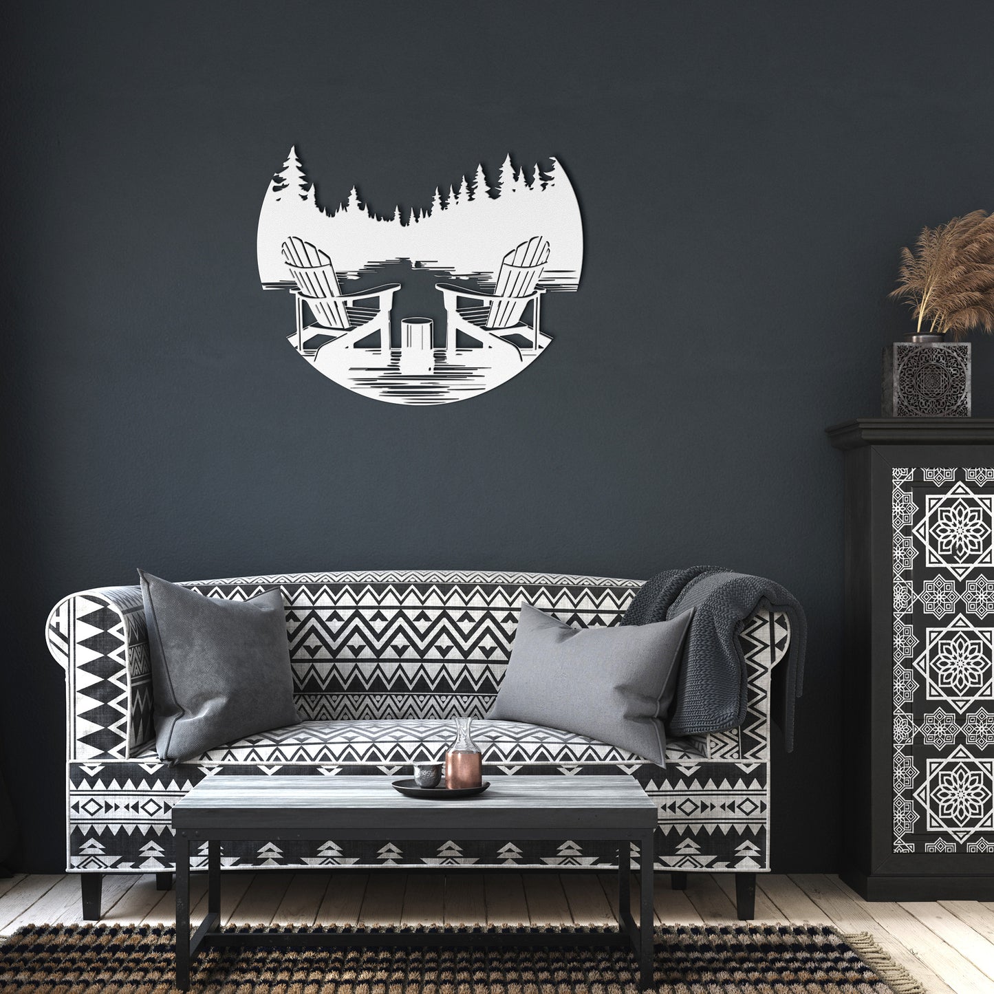 Lake & Mountain Scene Metal Wall Art