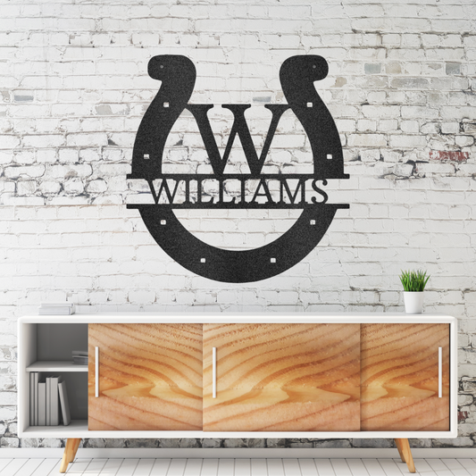 Custom Horseshoe Monogram Metal Wall Art