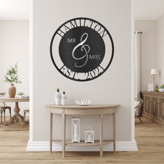 Mr. & Mrs. Monogram Metal Wall Art